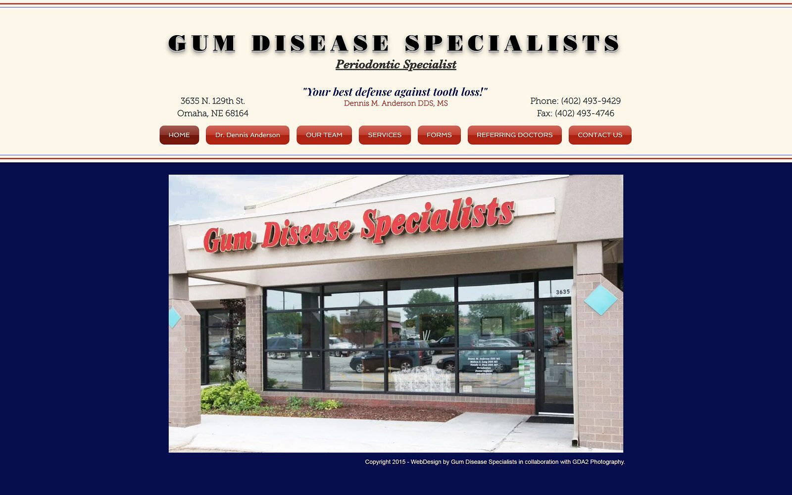 The Screenshot of Gum Disease Specialists Dr. Dennis Anderson Website