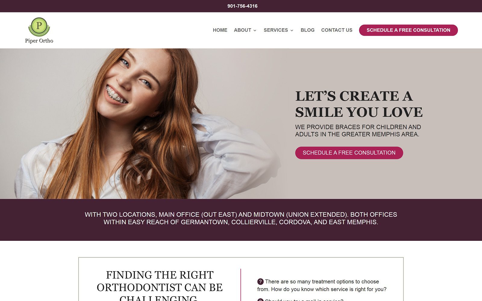 The Screenshot of Piper Orthodontics - Fred Piper DDS Website