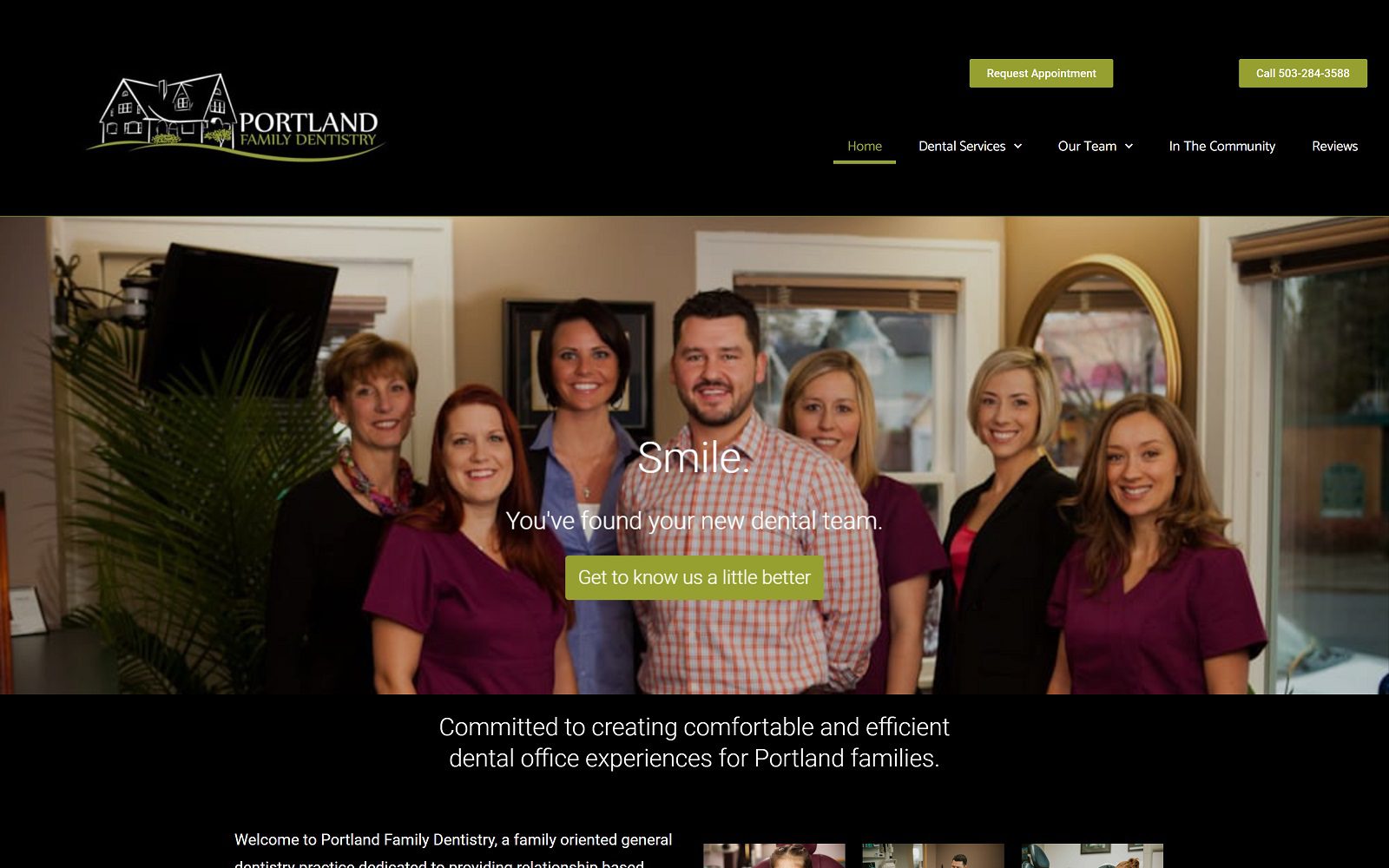 The Screenshot of Portland Family Dentistry Website