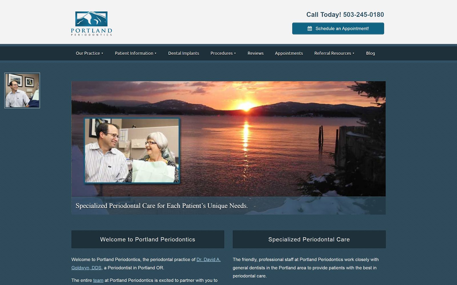 The Screenshot of Portland Periodontics-David A. Goldwyn, DDS Website