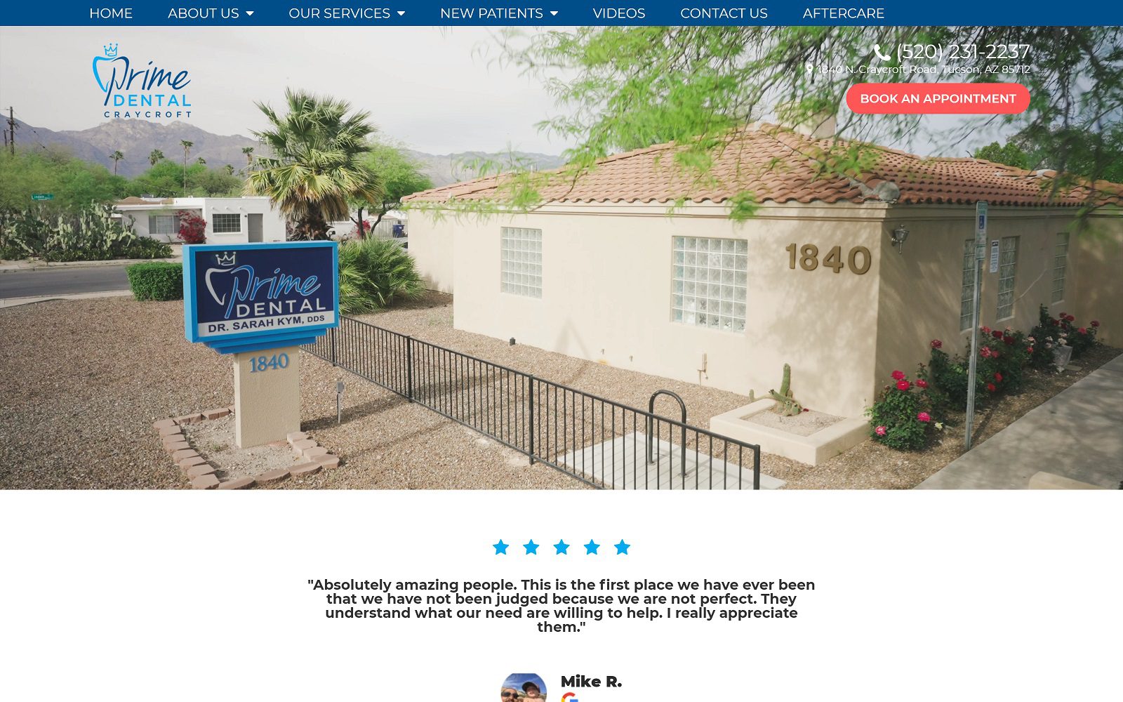 The Screenshot of Craycroft Prime Dental Website