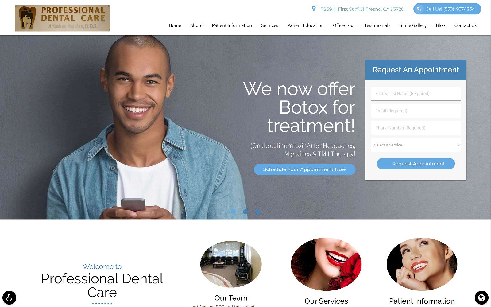 The Screenshot of Professional Dental Care Website