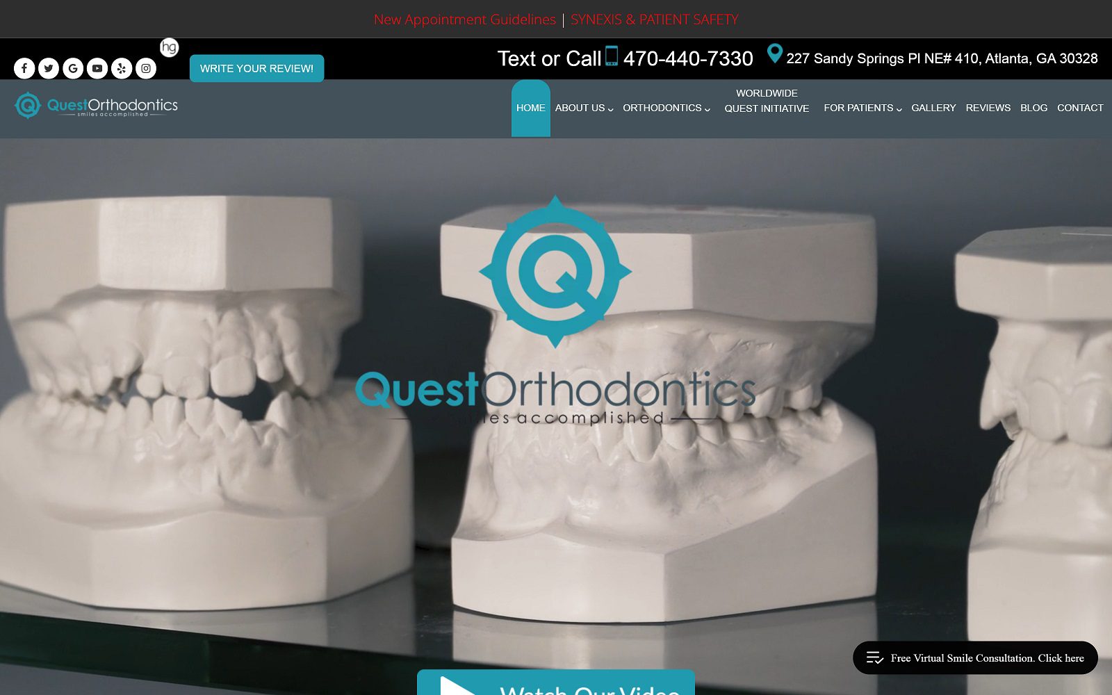 The Screenshot of Quest Orthodontics: Dr. Arjun Patel Website