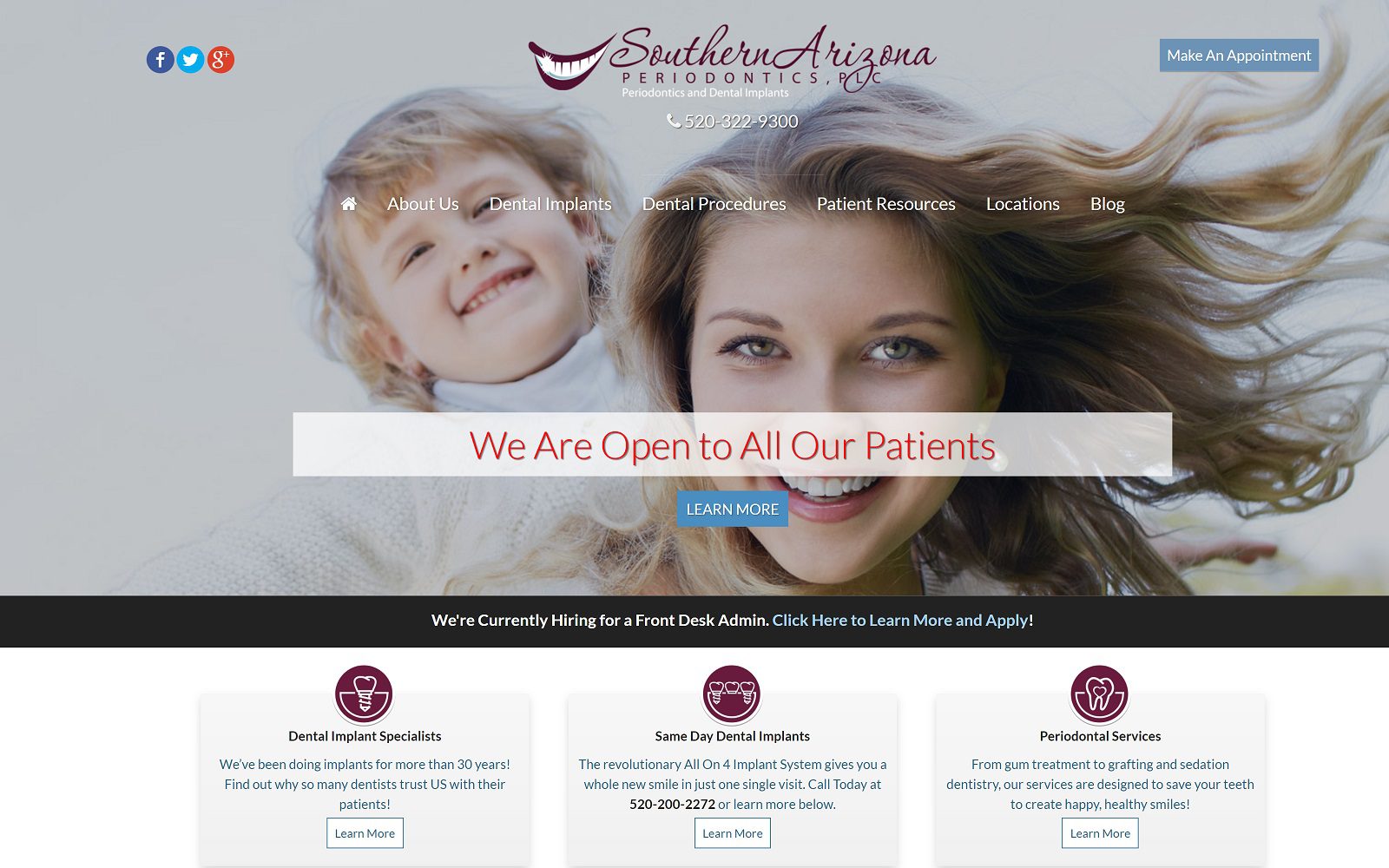The Screenshot of Southern Arizona Periodontics, P.L.C. Website