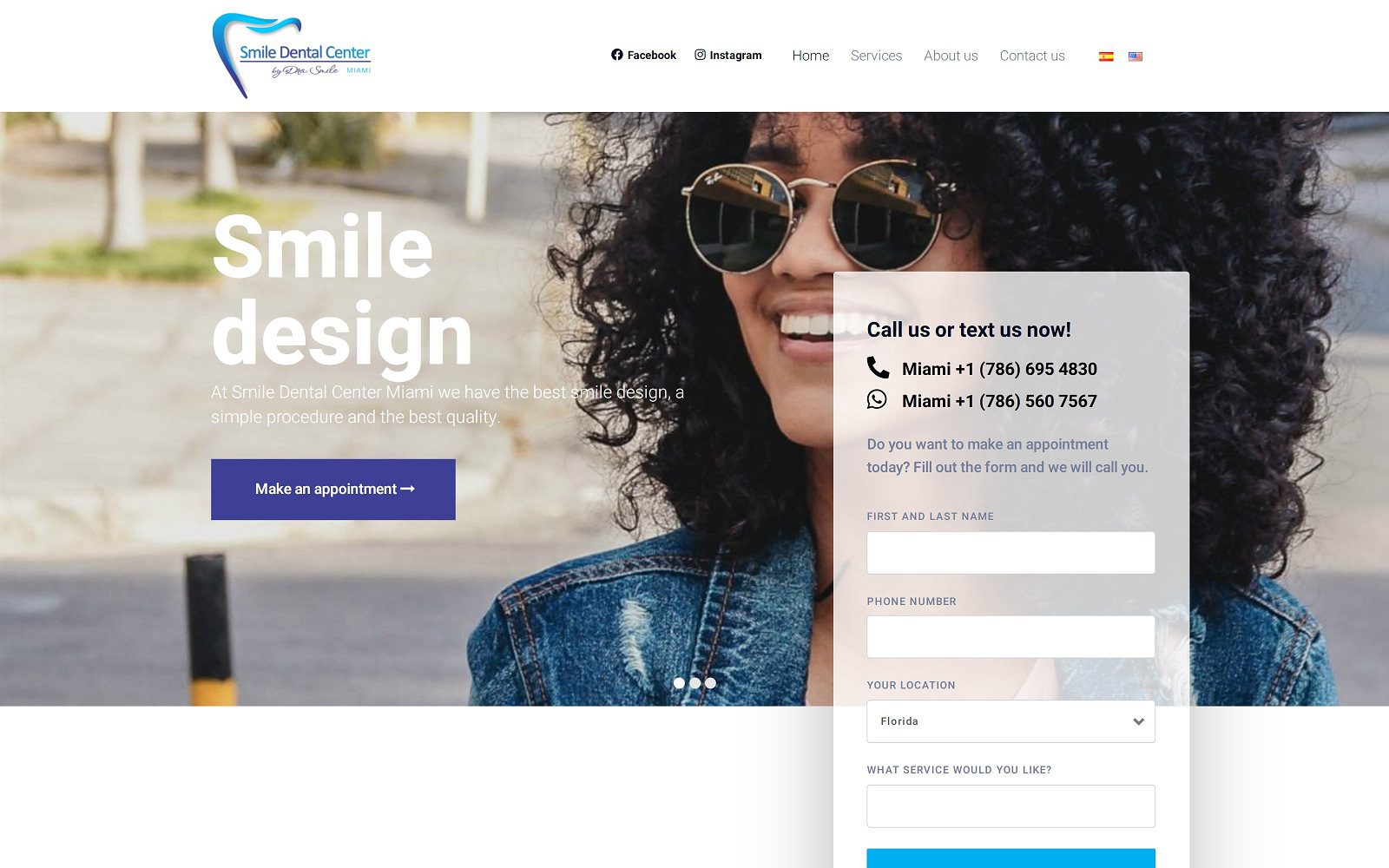 The Screenshot of Smile Dental Center Miami Website