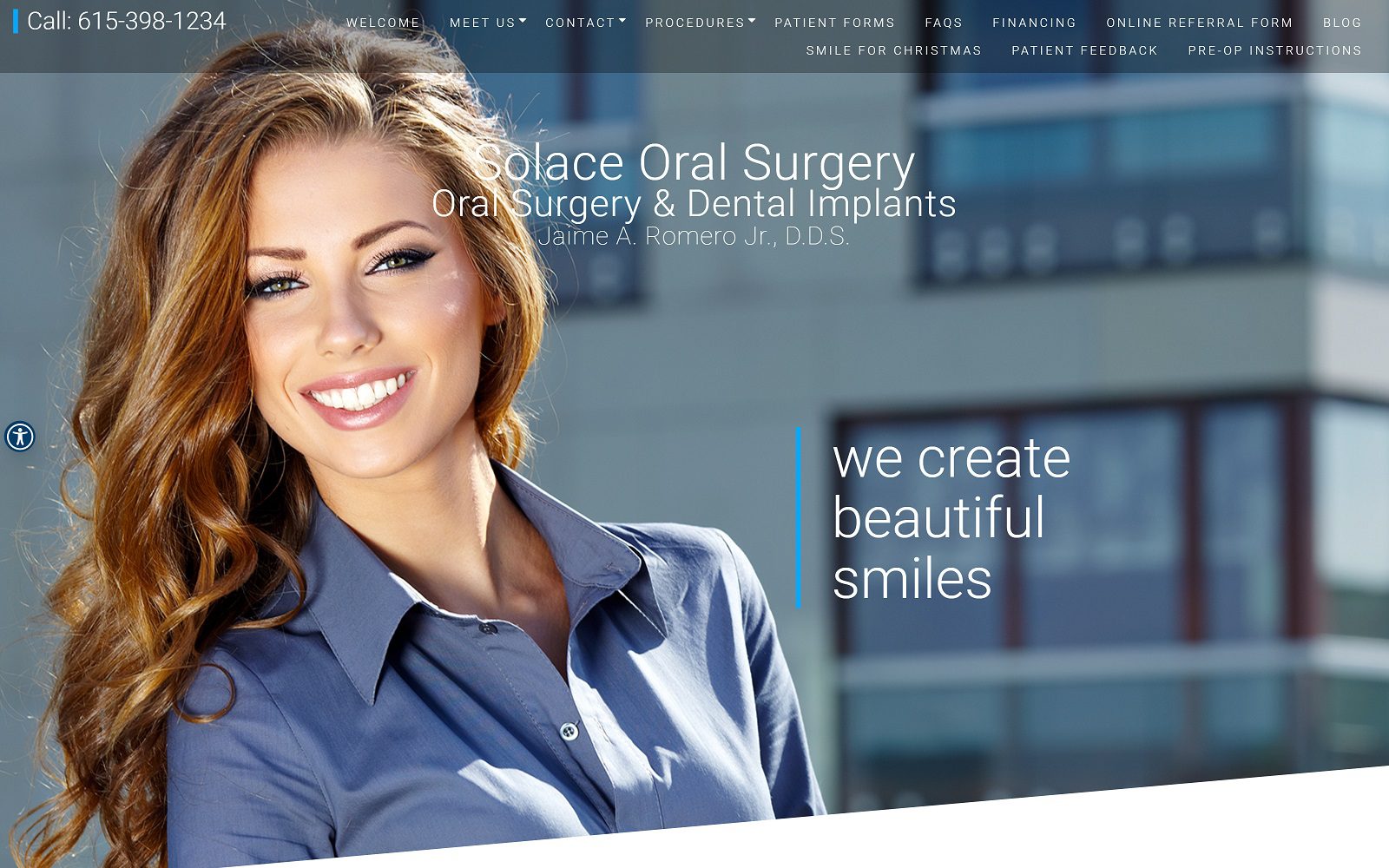 Website homepage screenshot of solaceoralsurgery.com
