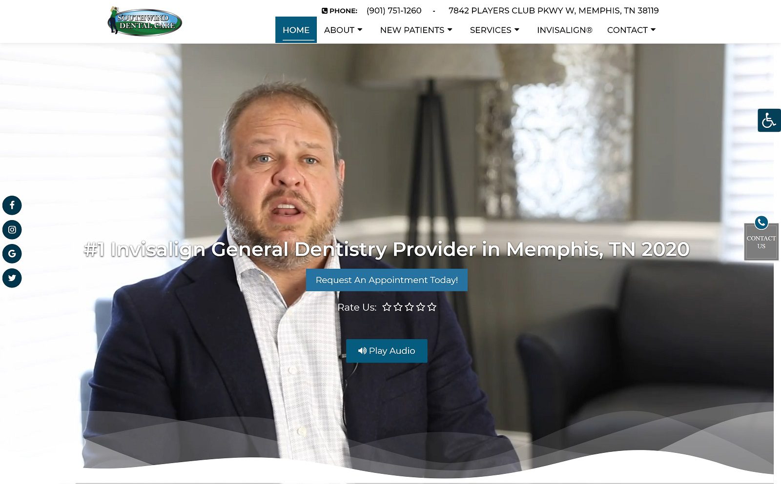 The Screenshot of Southwind Dental Care  Dr. Timothy Messer Website