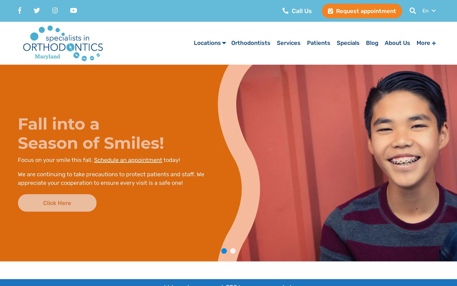 The Screenshot of Specialists in Orthodontics Maryland - Baltimore Website