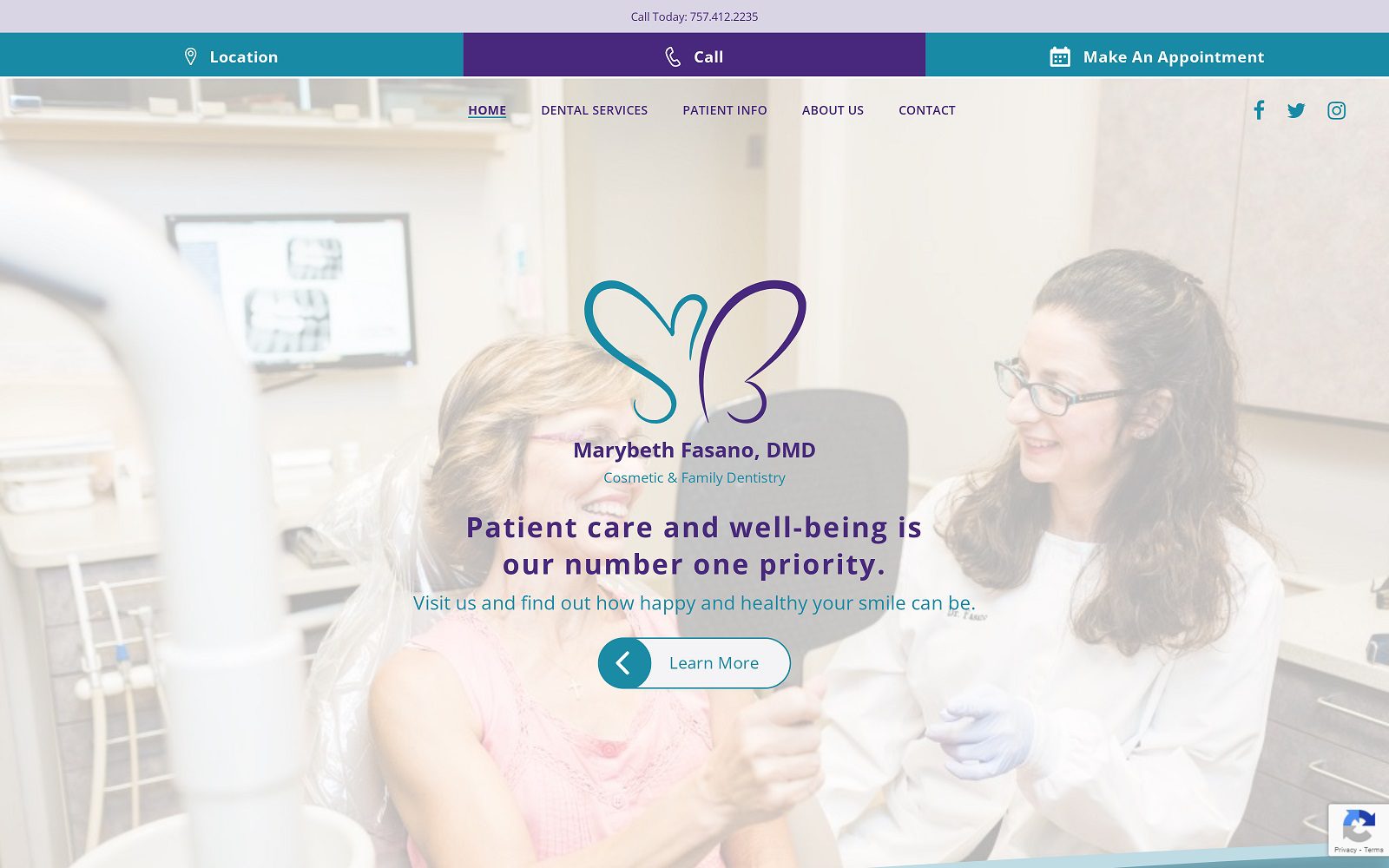 The Screenshot of Marybeth Fasano Family and Cosmetic Dentistry Website
