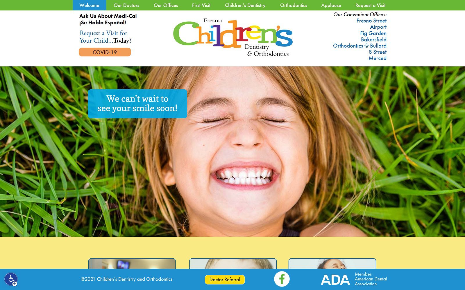 The Screenshot of Bakersfield Children's Dentistry and Orthodontics Website