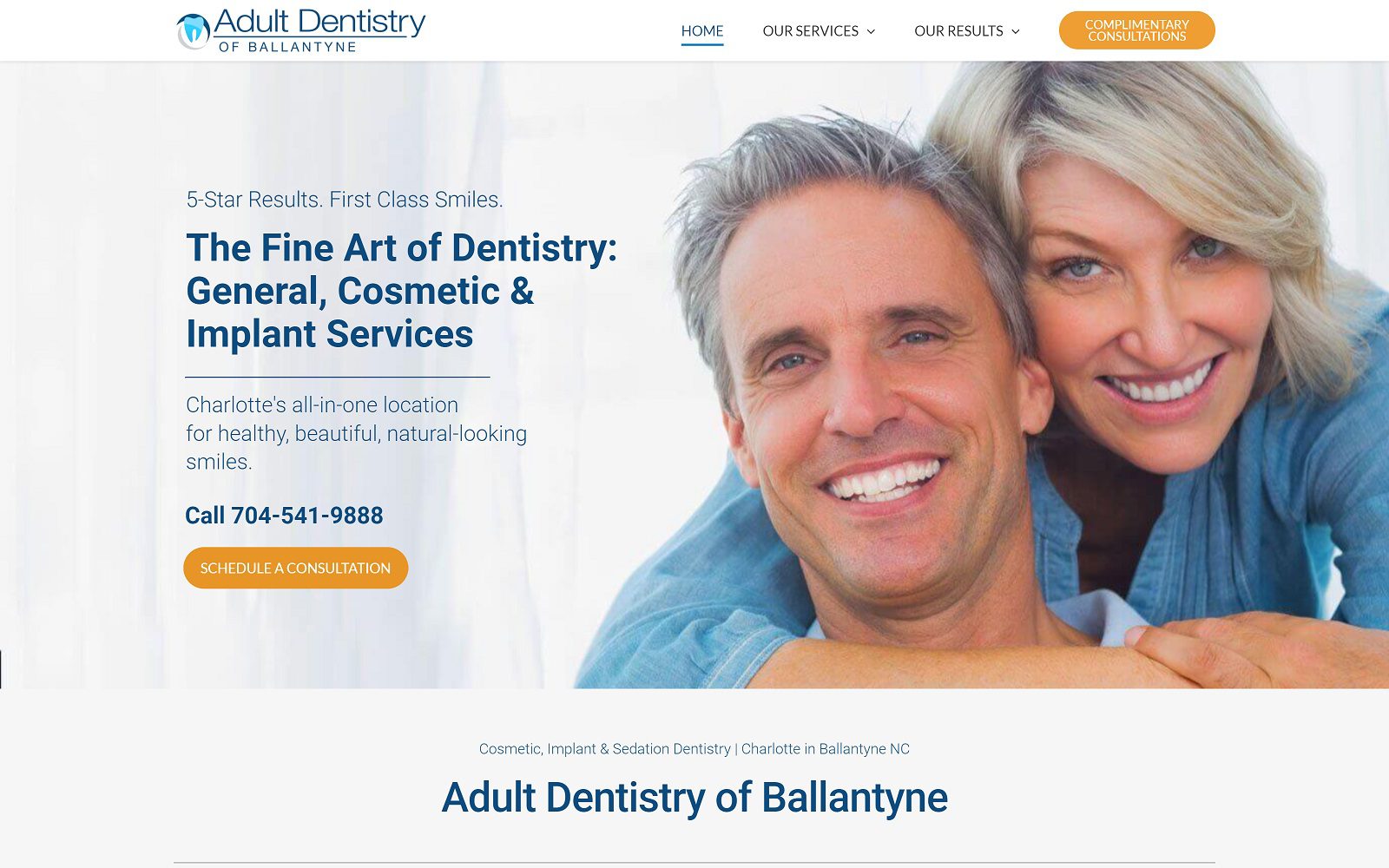 The Screenshot of Adult Dentistry of Ballantyne Dr. Robert Harrell Website