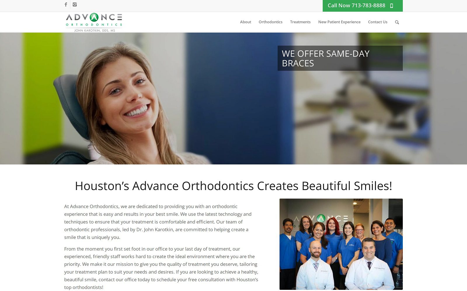 The Screenshot of Advance Orthodontics - Dr. John Karotkin Website