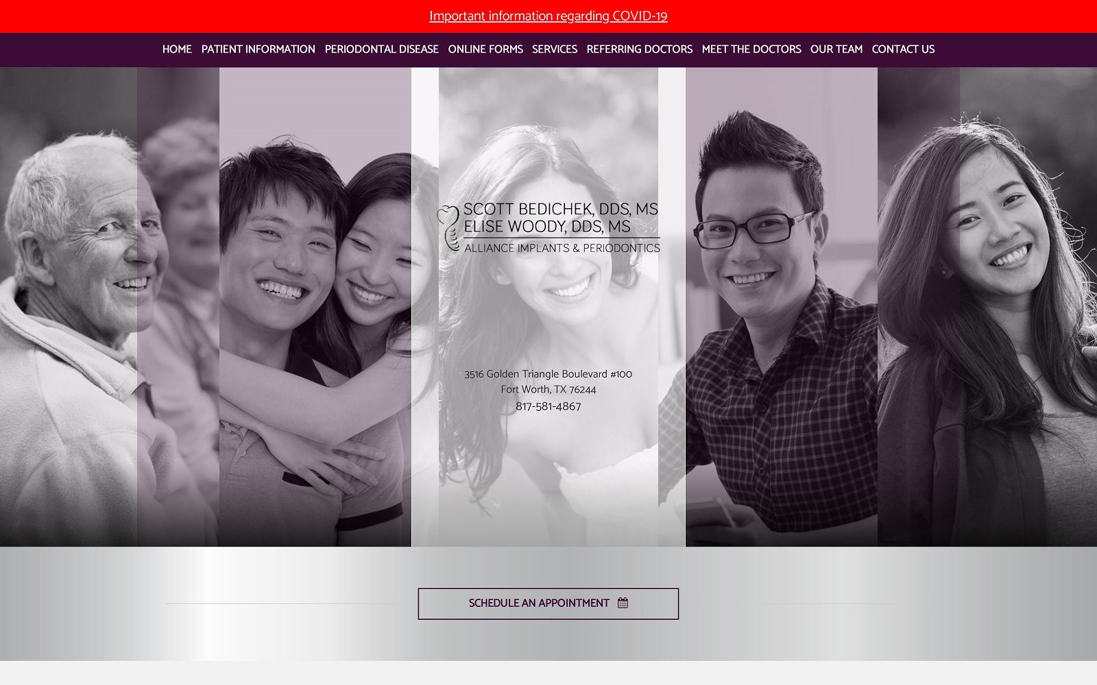 The Screenshot of Alliance Implants & Periodontics Scott Bedichek DDS, MS Website