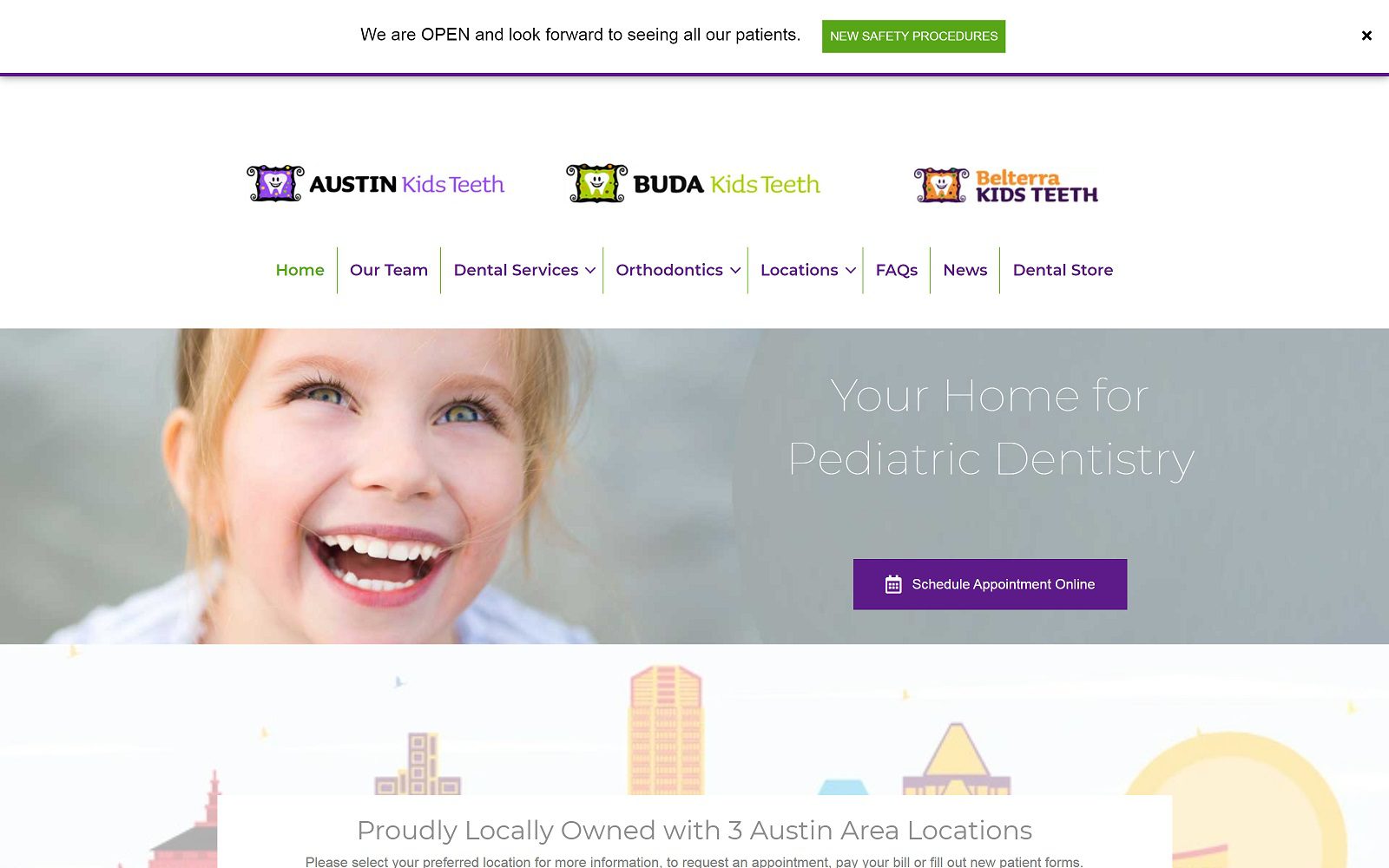 The Screenshot of Austin Kids Teeth Website