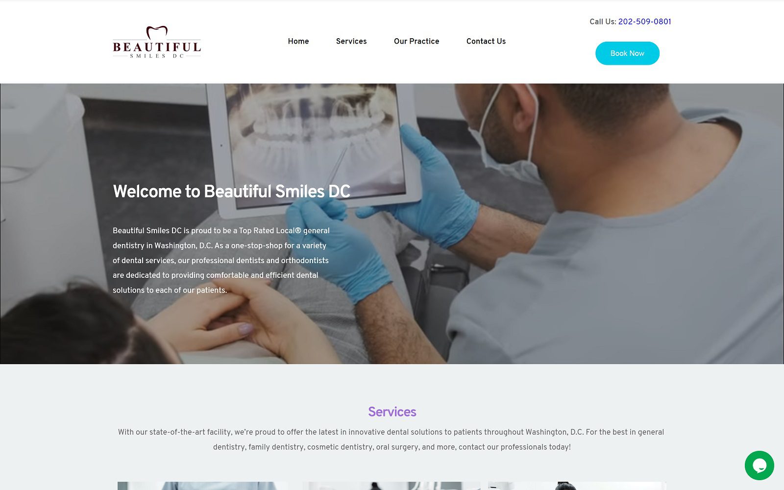 The Screenshot of Beautiful Smiles DC Website
