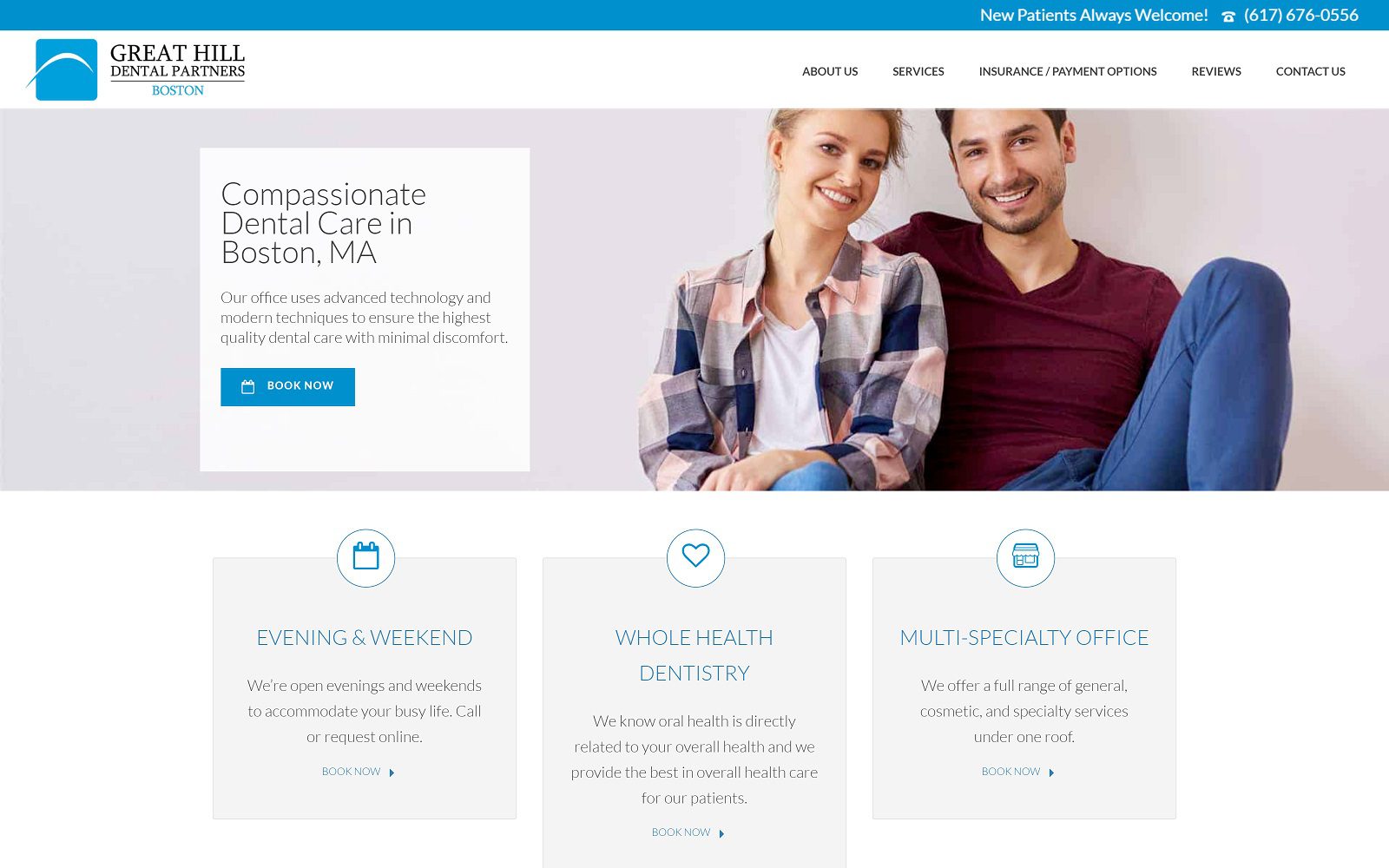 The Screenshot of Great Hill Dental - Boston Website