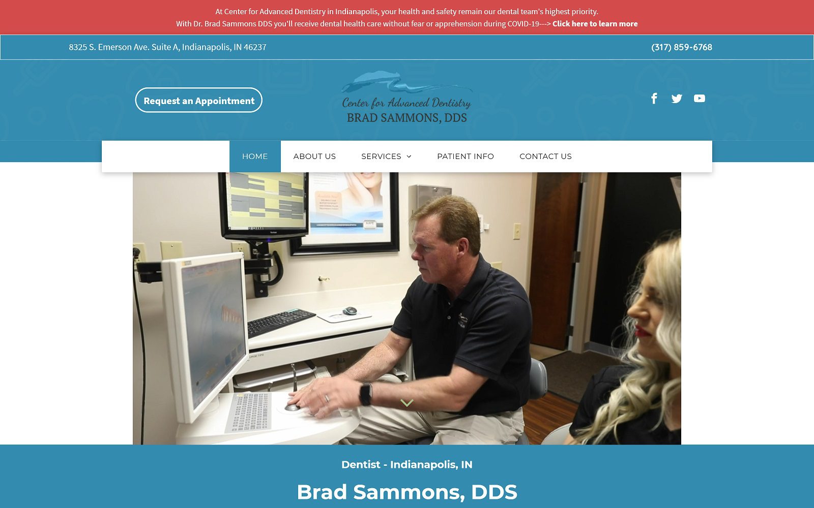 The Screenshot of Brad Sammons, DDS - Center for Advanced Dentistry in Indianapolis Website