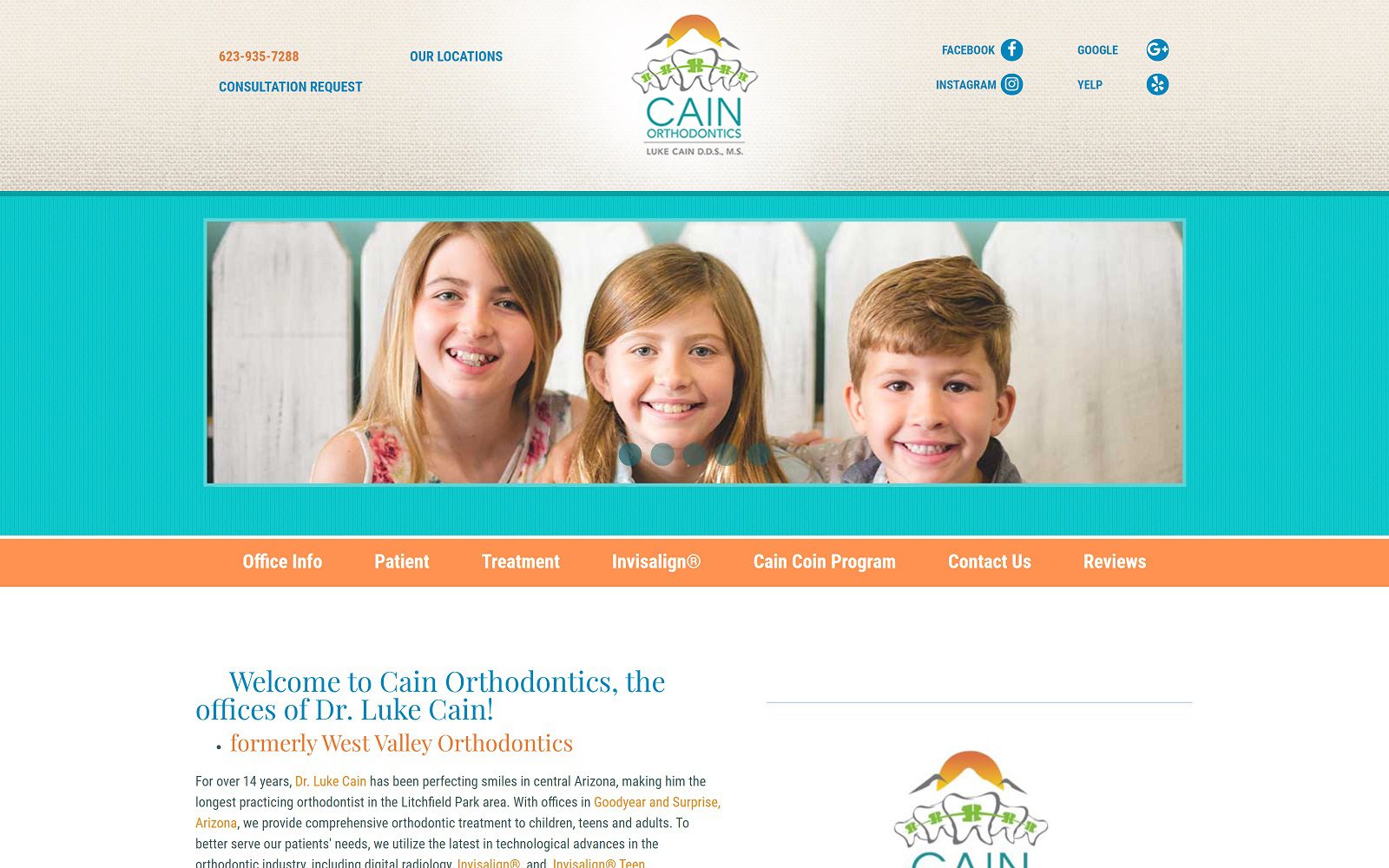 The Screenshot of Cain Orthodontics, PC Dr. Luke Cain Website