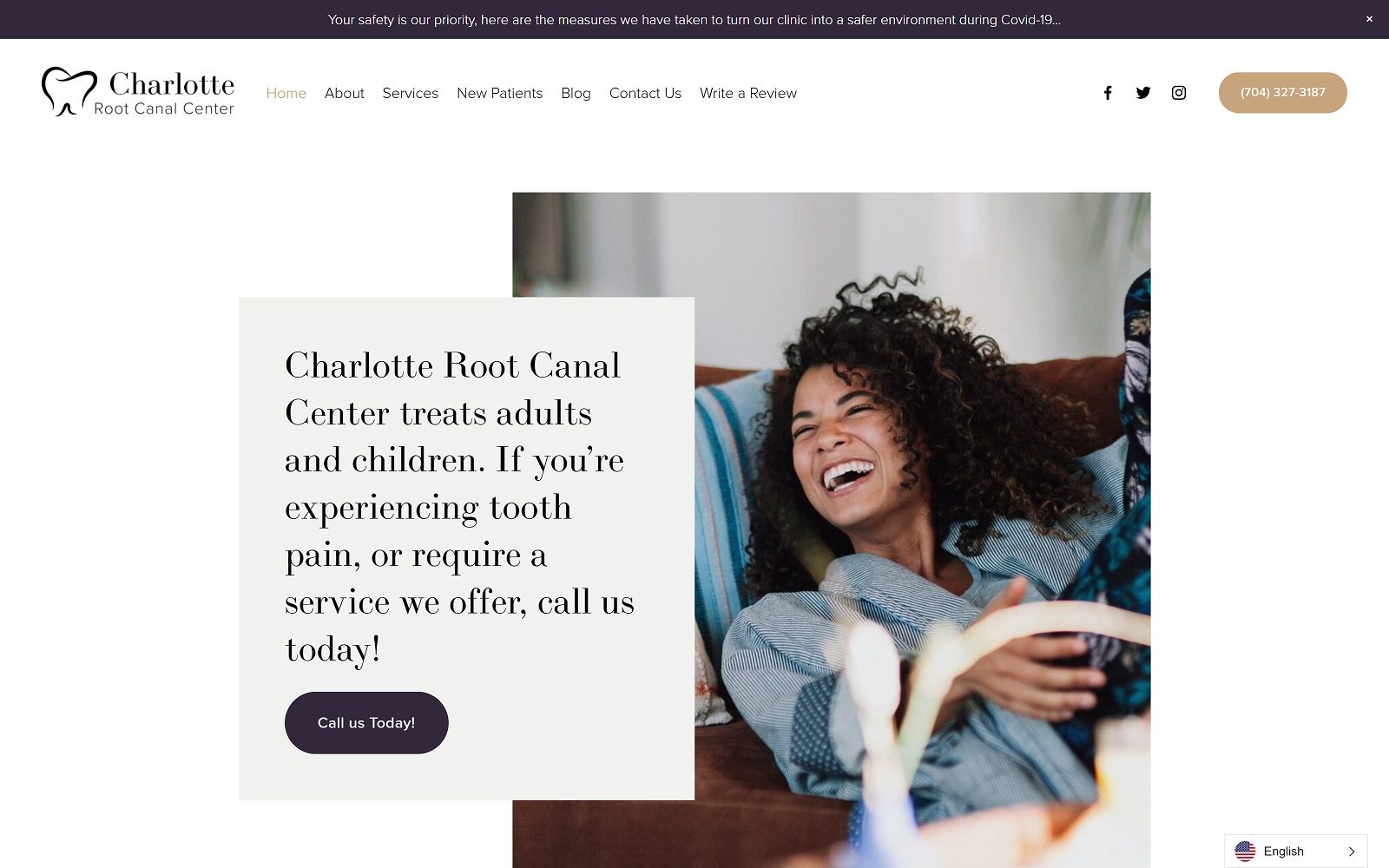 The Screenshot of Charlotte Root Canal Center Webste