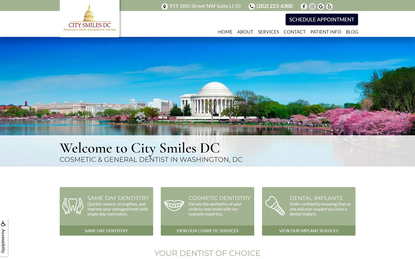 The Screenshot of City Smiles DC - Cosmetic Dentist Dr. Stuart Ross Website