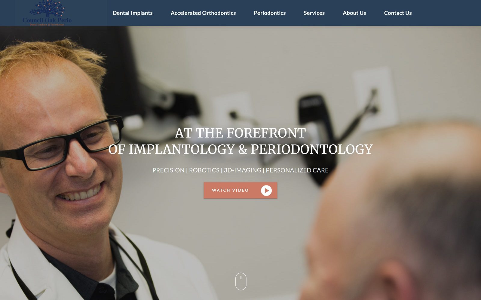 The Screenshot of Council Oak Perio: Dental Implants & Periodontics Website