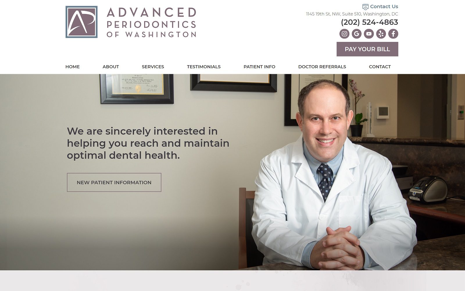 The Screenshot of Advanced Periodontics of Washington: Dr. Rustin Levy DMD, MMSc Dr. Rustin Levy Website