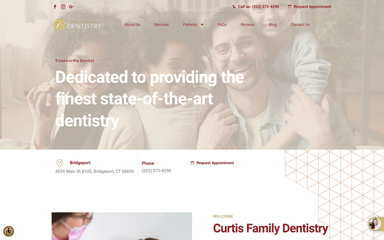 The Screenshot of Curtis Family Dentistry drmichaelcurtis.com Dr. Michael Curtis Website