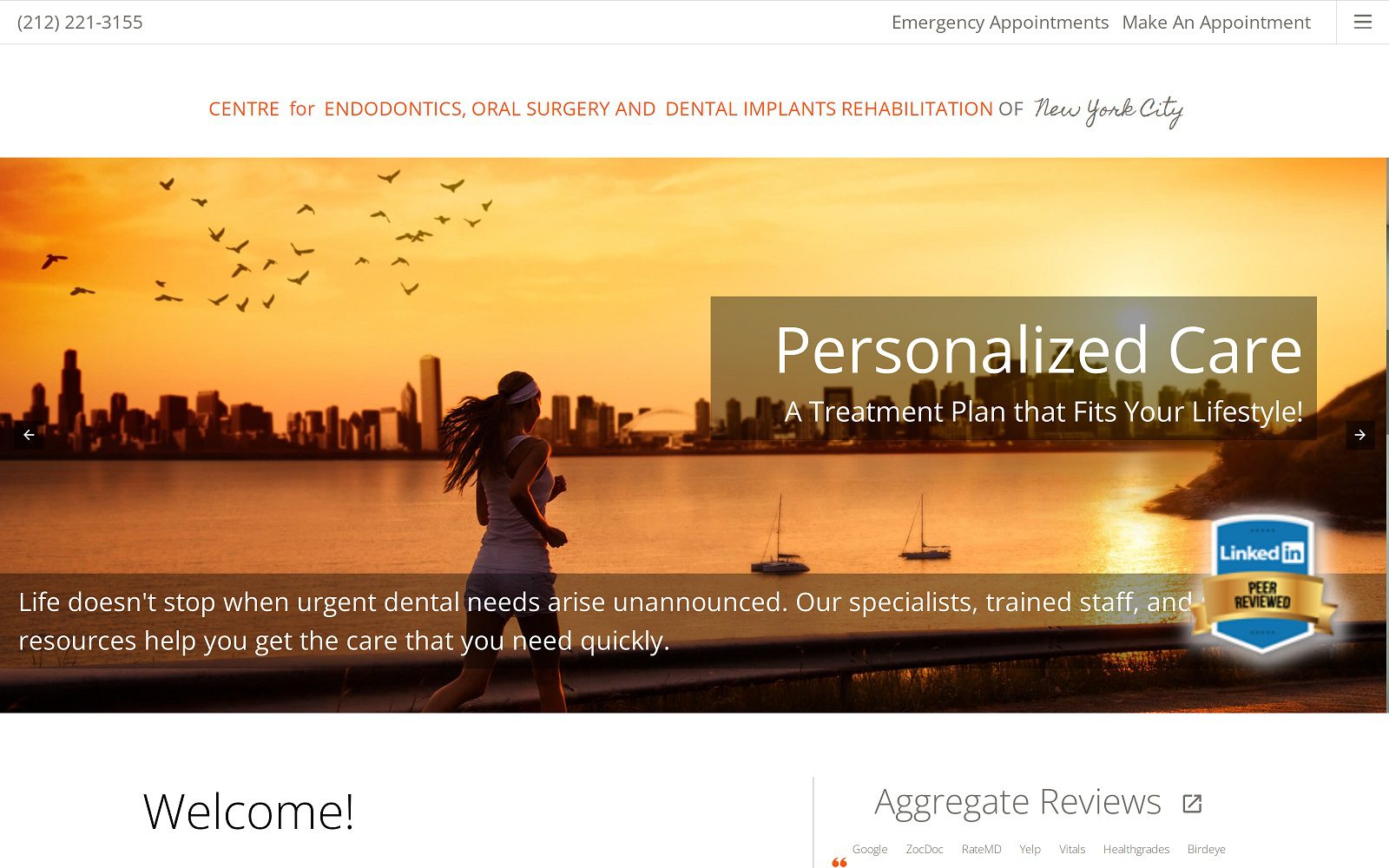 The Screenshot of EOI-NYC Centre for Endodontics, Oral Surgery & Dental Implants Website