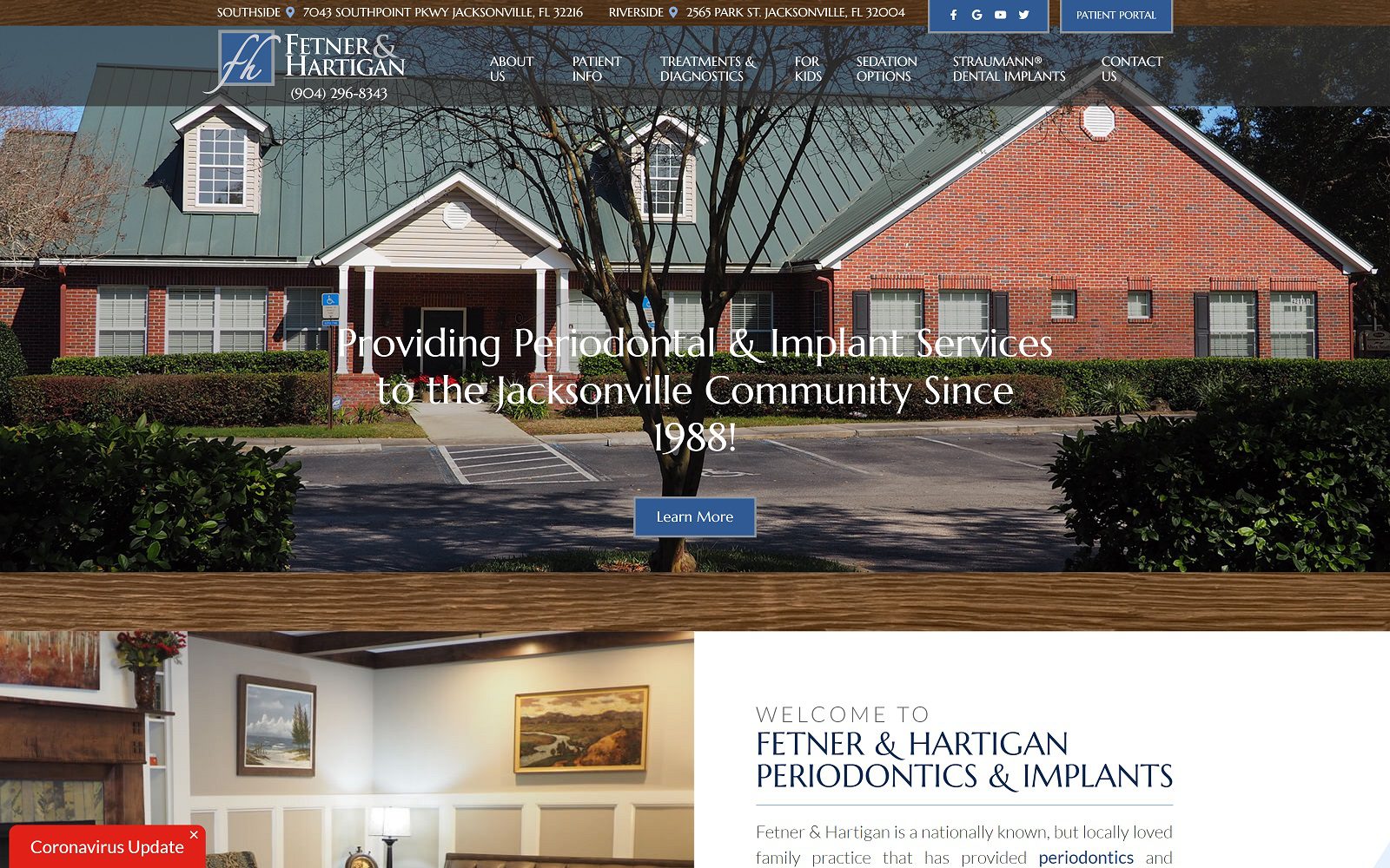 The Screenshot of Fetner & Hartigan, Periodontics and Implants - Southside Website