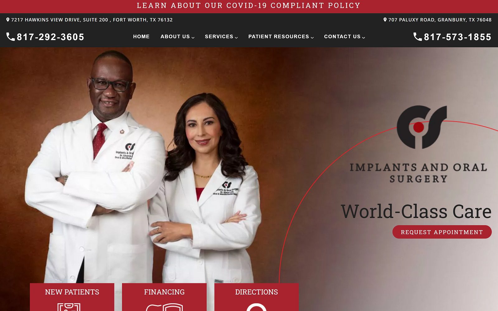 The Screenshot of Implants and Oral Surgery, P.C. Website