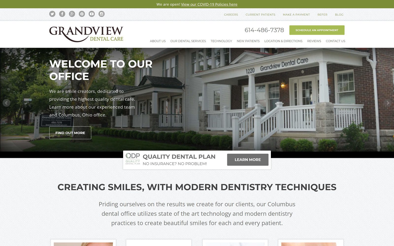 The Screenshot of Grandview Dental Care Website