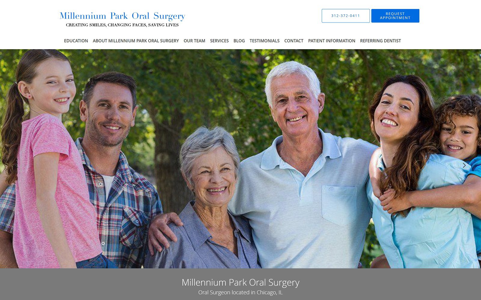 The Screenshot of Millennium Park Oral Surgery Dr. Lawrence Zager Website