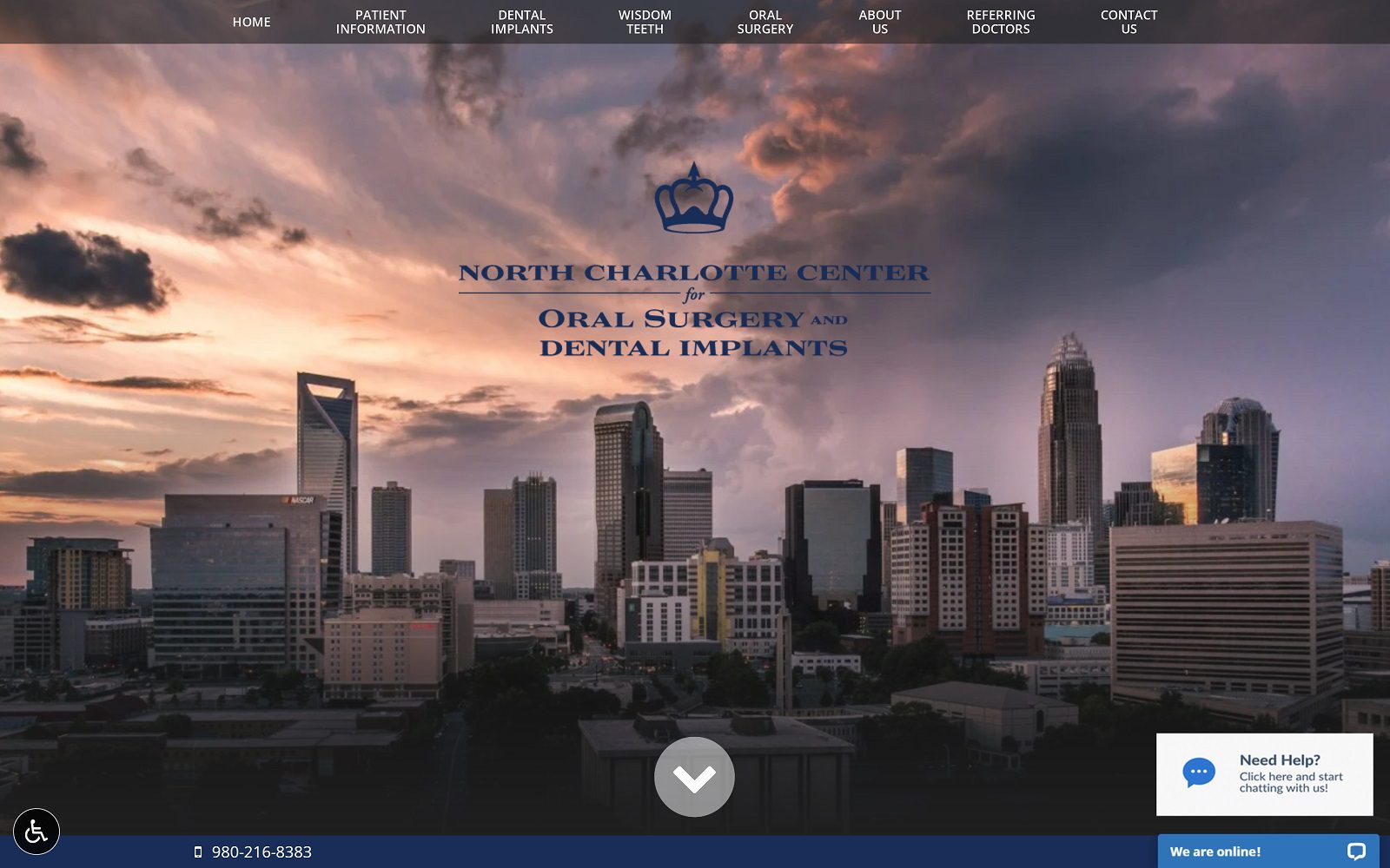 The Screenshot of North Charlotte Center for Oral Surgery Dr. James Michael Buchanan, Jr. Website
