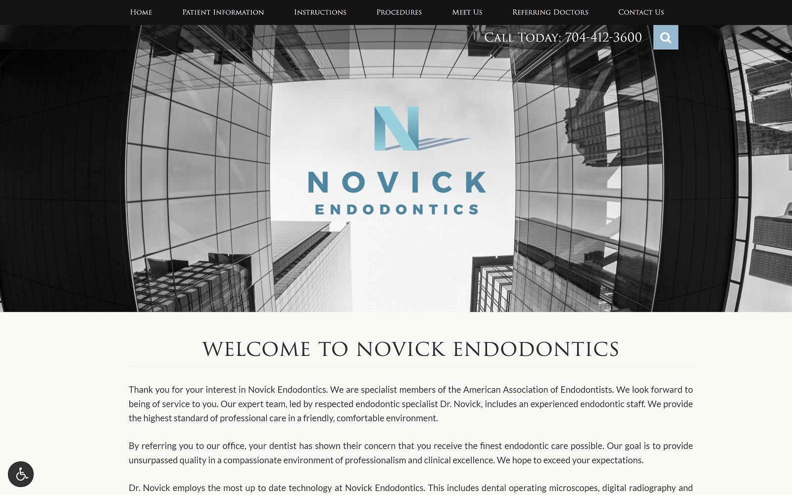 The Screenshot of Novick Endodontics Website