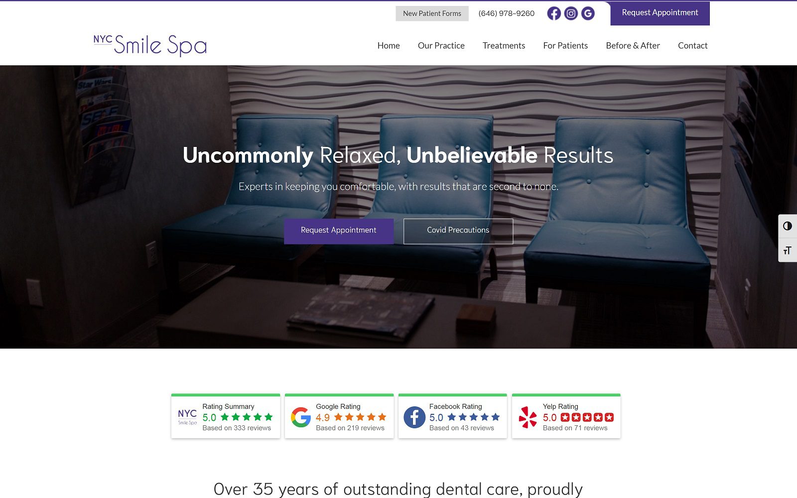 The Screenshot of NYC Smile Spa Website
