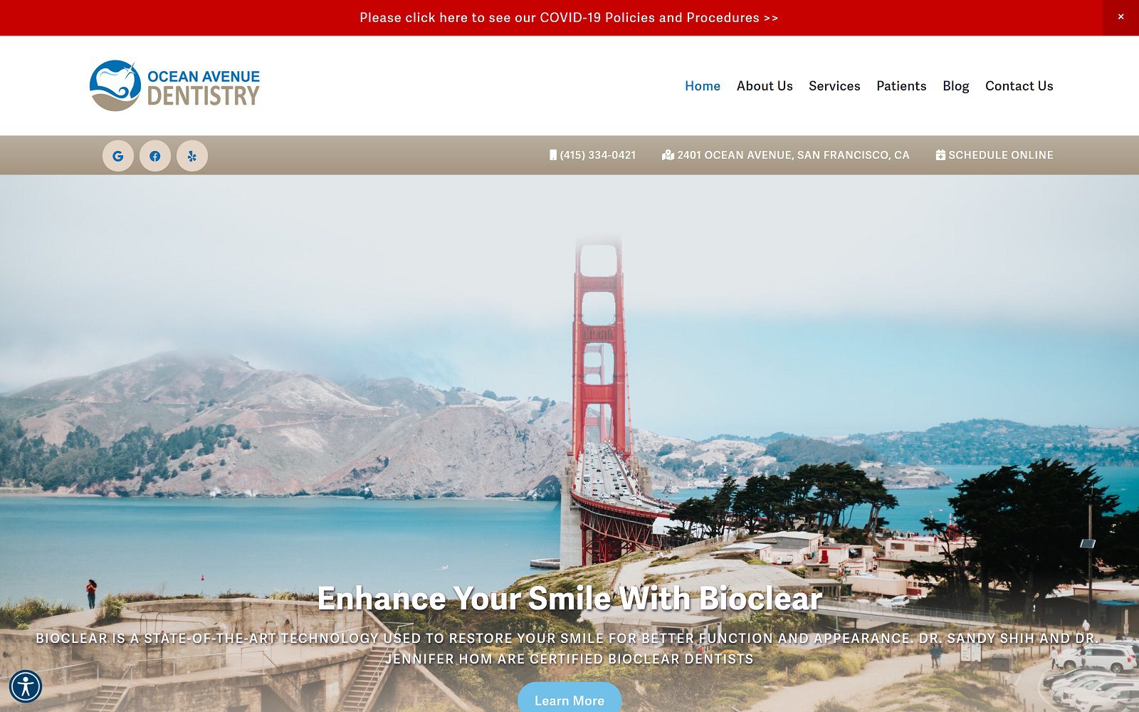 The Screenshot of Ocean Avenue Dentistry Website