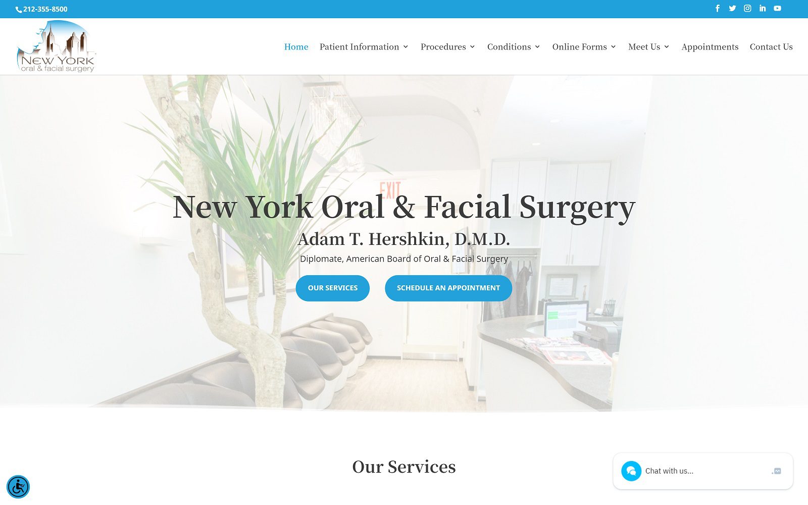 The Screenshot of New York Oral & Facial Surgery: Adam Hershkin, DMD Website