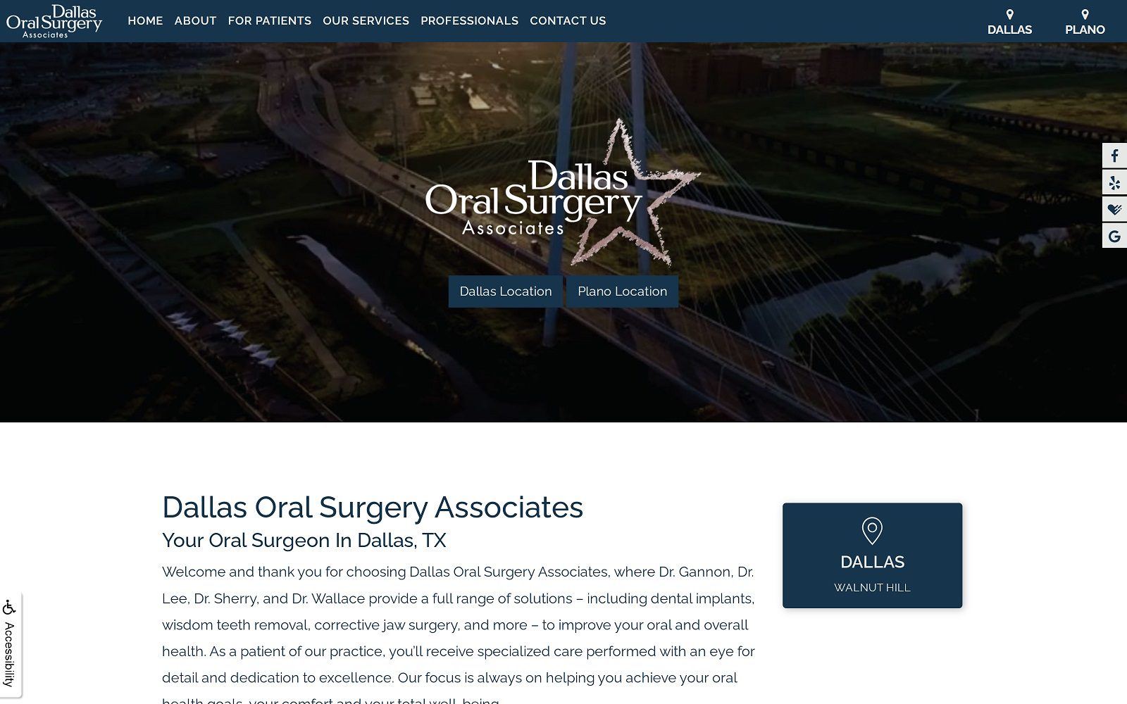 The Screenshot of Dallas Oral Surgery Associates Website