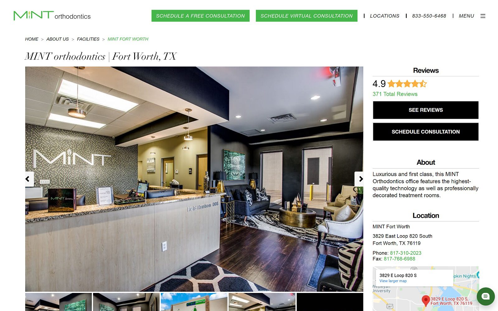 The Screenshot of MINT orthodontics | Fort Worth Website