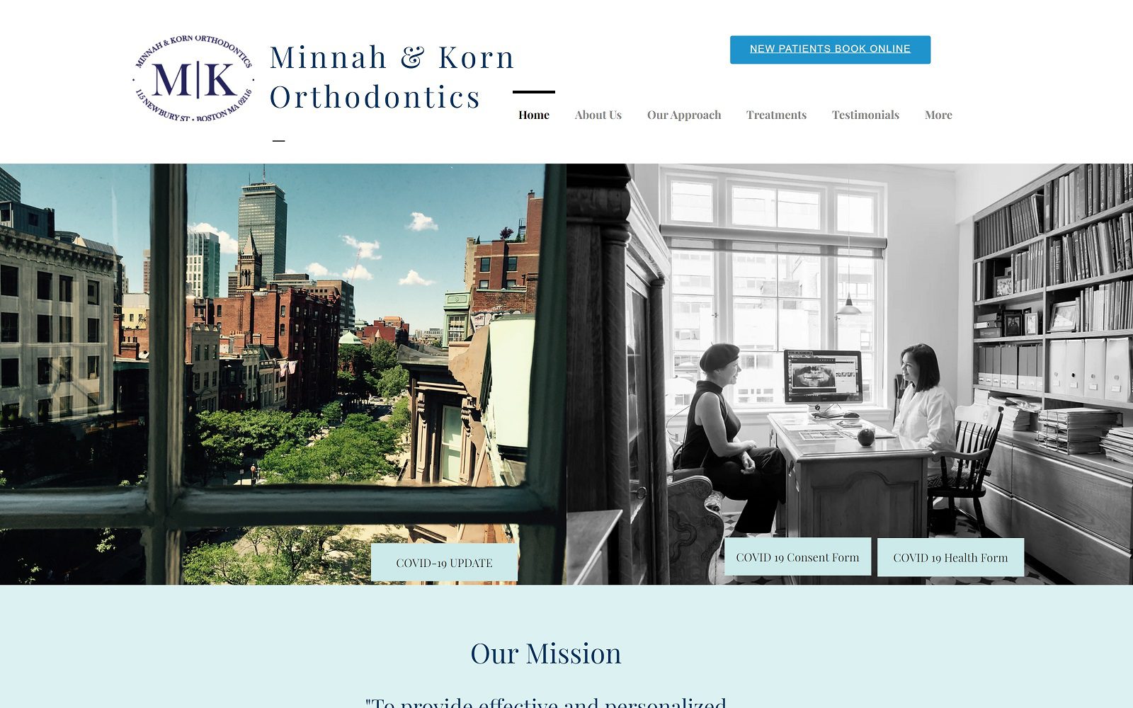 The Screenshot of Minnah & Korn Orthodontics Website