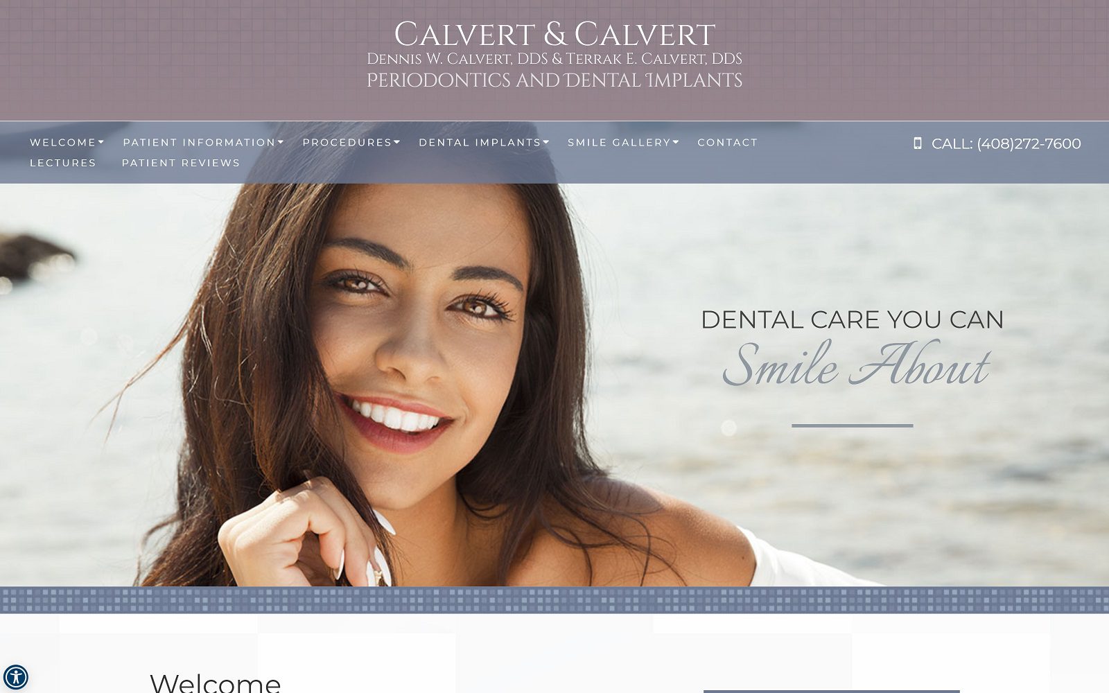 The Screenshot of Dennis W. Calvert, DDS Website