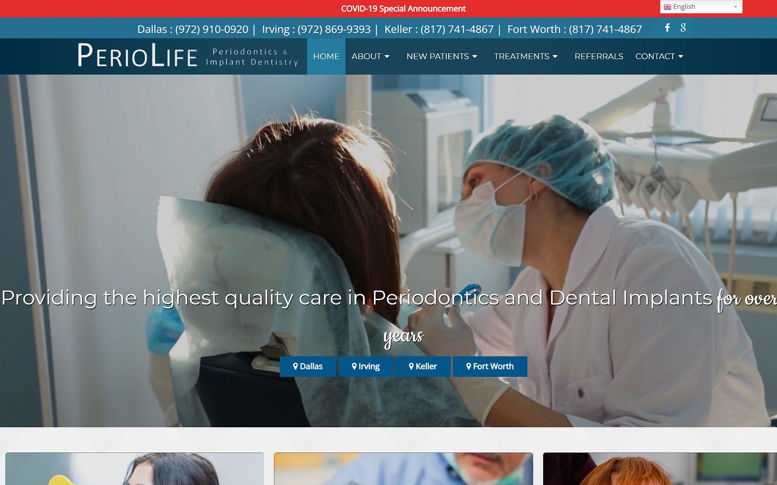 The Screenshot of PERIOLIFE Periodontics & Implant Dentistry Website