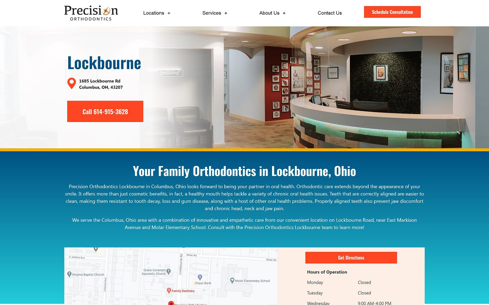 The Screenshot of Precision Orthodontics Lockbourne Website