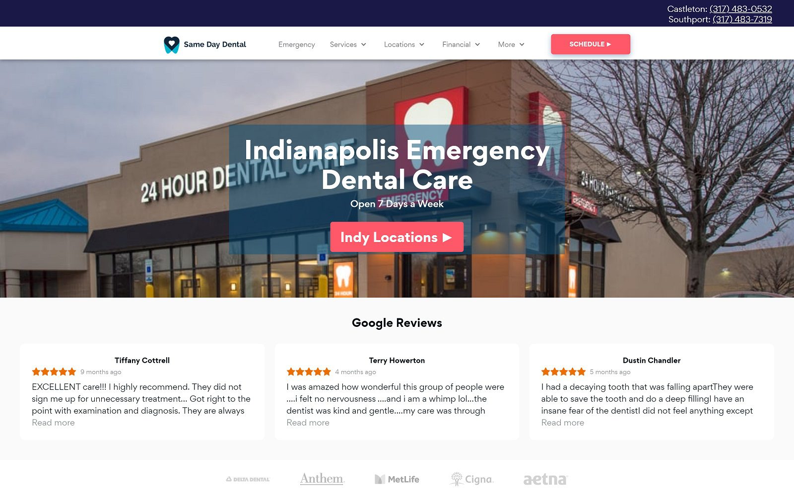 The Screenshot of Same Day Dental Website