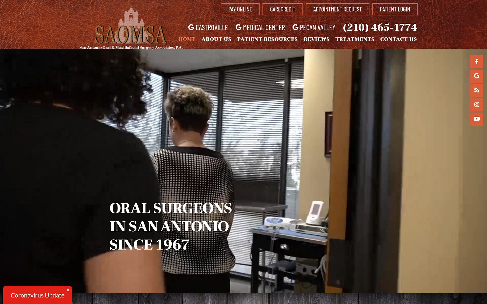 Website homepage screenshot of saomsa.com