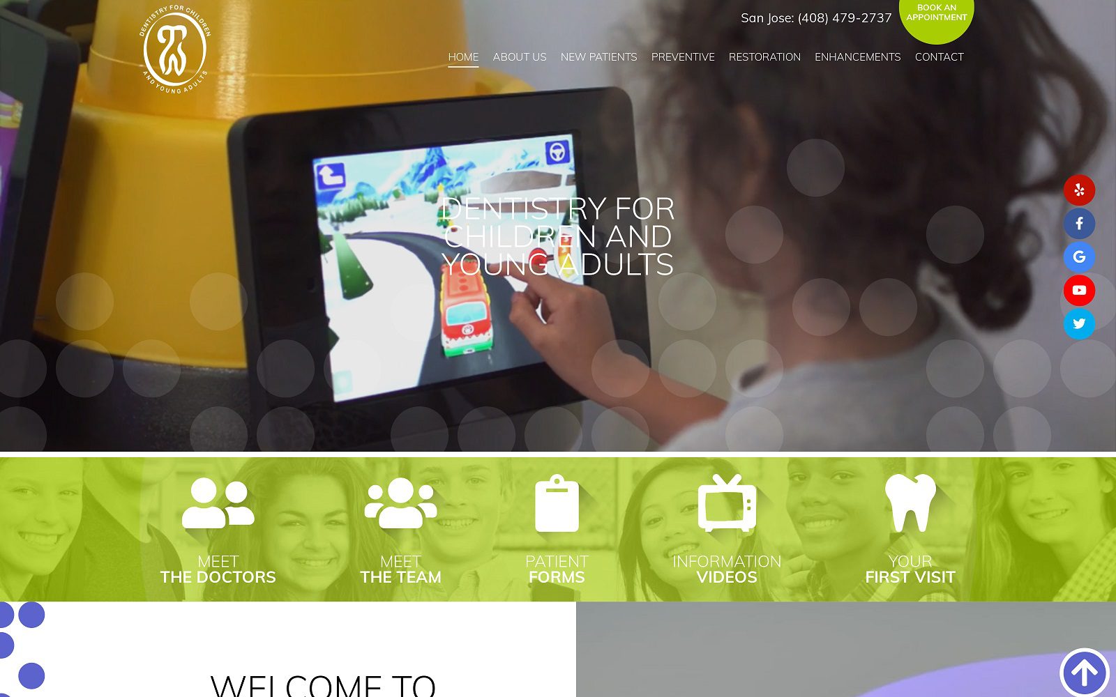 The Screenshot of Dentistry for Children and Young Adults Website