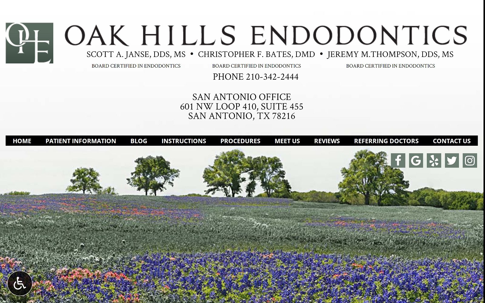 The Screenshot of Oak Hills Endodontics Website