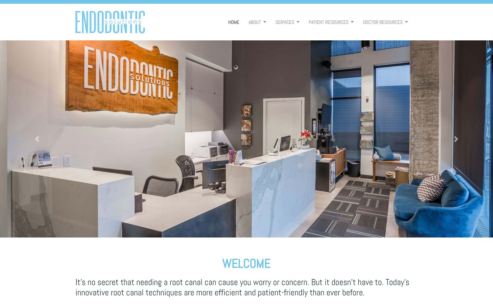 The Screenshot of Endodontic Solutions: Dr Carina Lea and Dr Benjamin Studebaker Website