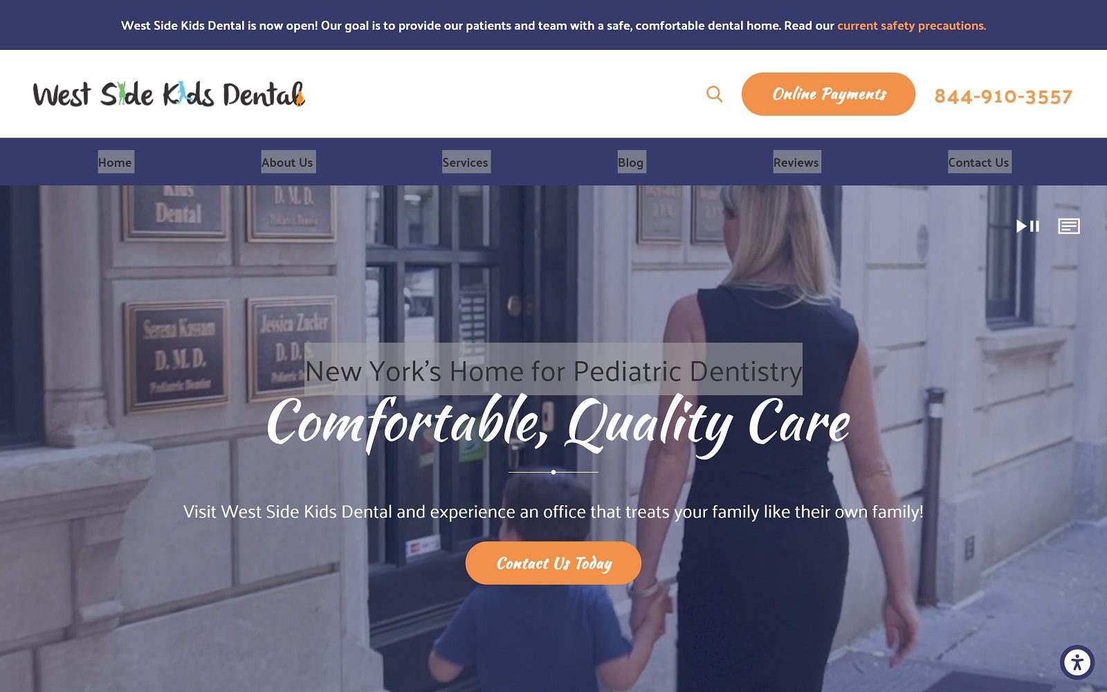 The Screenshot of West Side Kids Dental Website