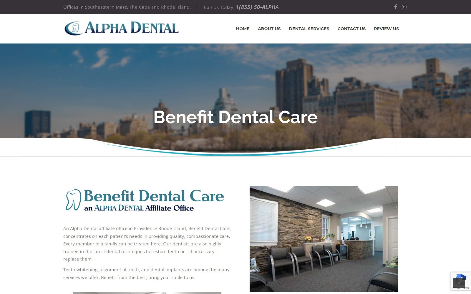 The Screenshot of Benefit Dental Care Website
